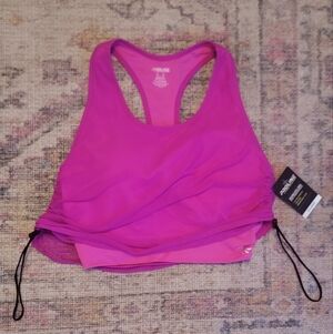 NWT Pink Racerback Sports Bra/Mesh Crop Top Size XL